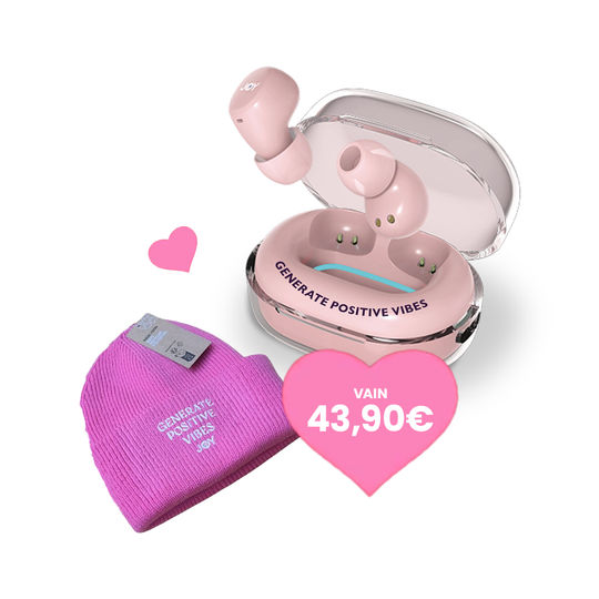Koru Kuulokkeet Pinkki ja upea JOY beanie