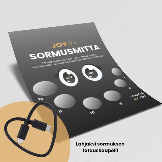 Sormusmitta + Lahjaraha ja latauskaapeli