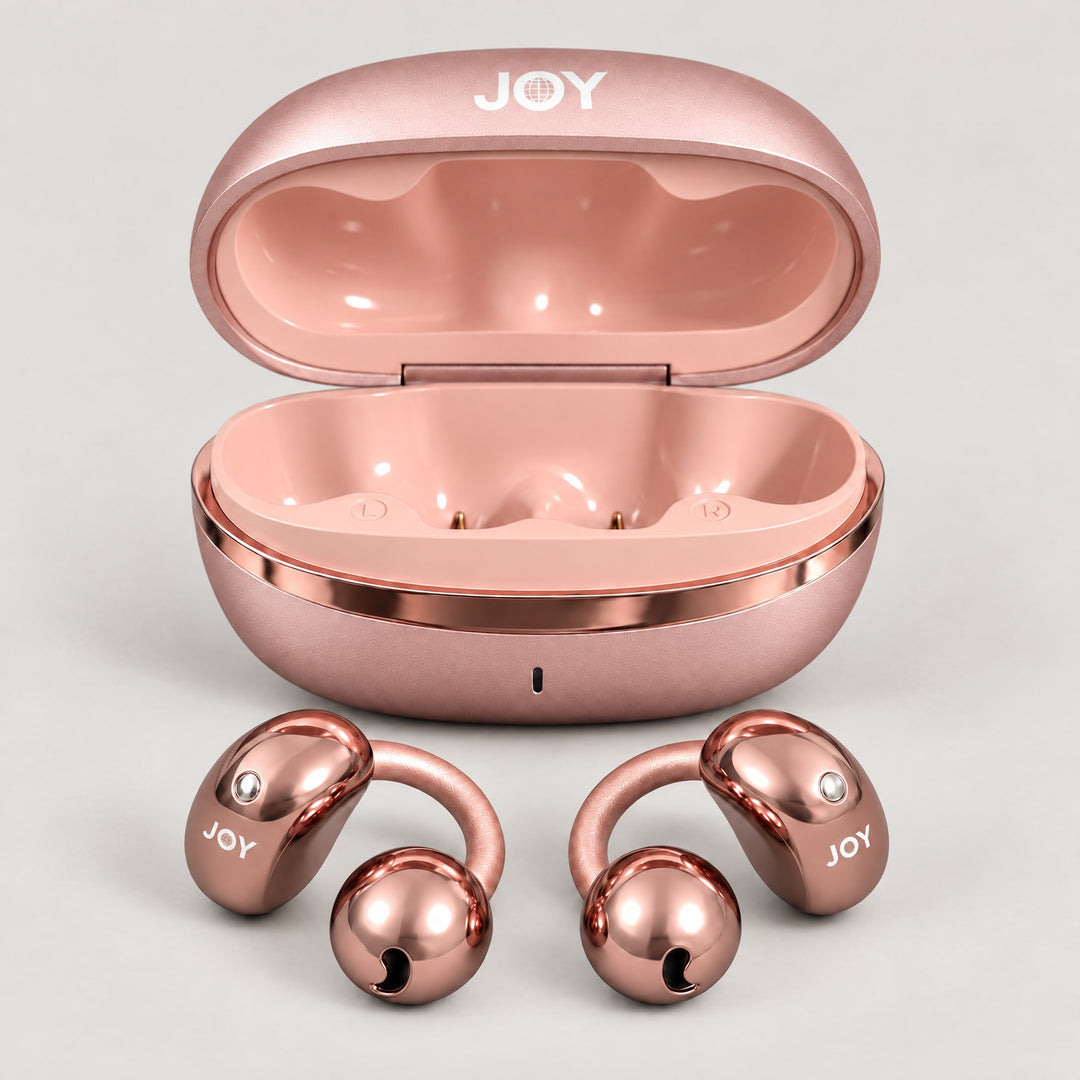 JoyClips Rose – avoin latauskotelo ja kuulokkeet